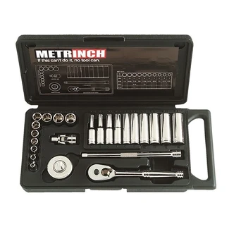 METRINCH SOCKET SET 1/4IN DRIVE 24 PIECE