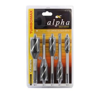 5 PCE 4 Cutter Auger Bit Set 16, 20, 22, 25, 32mm 4MAX