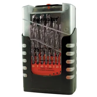 HOLEMAKER JOBBER DRILL SET HSS, 118° SPLIT POINT, 25PCE , 1.0-13.0MM X 0.5