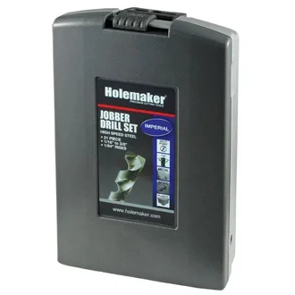 HOLEMAKER JOBBER DRILL SET IN ABS  CASE, 118* SPLIT POINT, IMPERIAL, 21PCE 1/16 - 3/8" X 1/64"