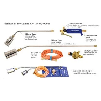 Torch LPG PLATINUM LT40 "Combo" Kit - 600/1000mm Torch With Regulator & 5M Hose Weldclass