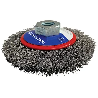 Weldclass Wire Brush Bevel Crimp 100mm M14x2/10x1.5 Mild-Steel