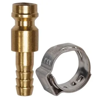 Quick-Connect Gas/Water Fitting For MIG/TIG Machines/Torches - Male Plug + Clamp Kit Suit 5-6mm ID Hose Weldclass