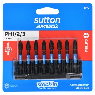 SCRDRV BIT S200 SUPATORQ PHILLIPS SET STACK-IN 8PC