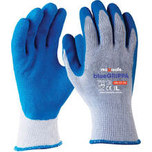 Blue Grippa Glove Knitted Poly Cotton Blue Latex Dipped Palm (12PK)