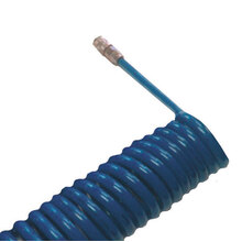 RECOIL PU AIR HOSE, BLUE, SINGLE ACTION FITTINGS