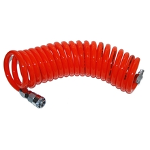 RECOIL PU AIR HOSE, ORANGE, SINGLE ACTION FITTINGS 12MM