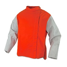 Proban Welders Jacket - Orange/ Leather Sleeves