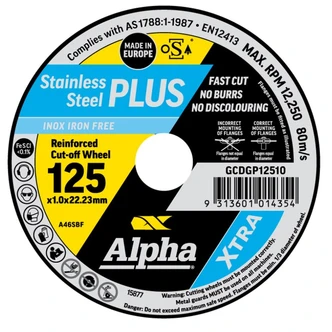 Alpha Stainless Steel Plus Cutting Disc