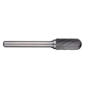 Cylindrical Ball Nose Carbide Burr, 1/4in shank dia