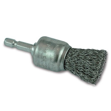 ITM CRIMP WIRE SPINDLE MOUNTED END BRUSH, 1/4" HEX SHANK