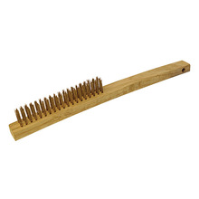 ITM HAND BRUSH TIMBER HANDLE, LONG 353MM, BRASS