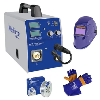 Welder MIG/Stick/TIG Weldclass FORCE 180MST Bundle with Gasless Wire, Helmet, Gloves