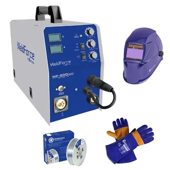 Welder MIG/Stick/TIG Weldclass FORCE 200MST Bundle with Gasless Wire, Helmet, Gloves