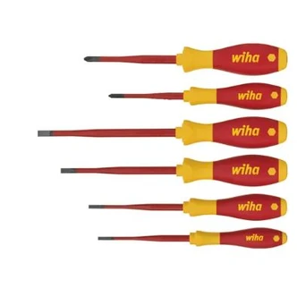 WIHA 6 PIECE SLIMFIX SCREWDRIVER SET, SLOTTED & PHILLIPS, SOFTFINISH, VDE 1000V INSULATED