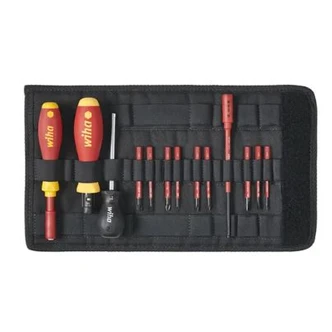 WIHA 14 PIECE TORQUE SCREWDRIVER SET, 0.8 TO 5.0NM TORQUE RANGE, INC. FOLDING BAG, VDE 1000V INSULATED