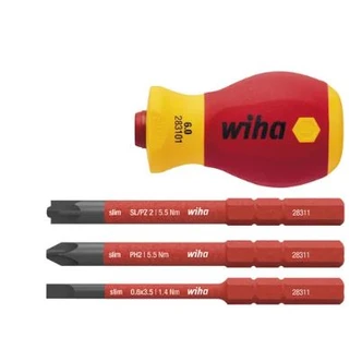 WIHA SCREWDRIVER WITH BIT HOLDER SET, SLIMVARIO, VDE 1000V INSULATED