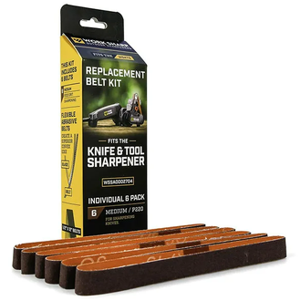 WORKSHARP REPLACEMENT BELT PACK, 6PCE 220 GRIT, TO SUIT WSKTS (BROWN)