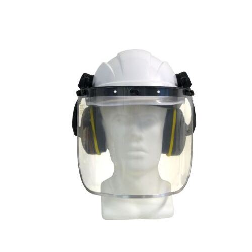 VENTED HARD HAT WITH CLEA R VISOR AND ROCKMAN EARMUFFS - AusTech