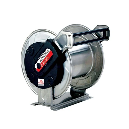 Alemlube 30m x 25mm ID capacity, stainless steel, bare spring rewind hose reel